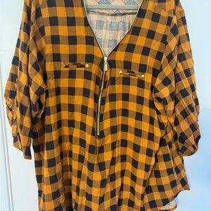 Miss Lili Tan and Charcoal Diamond-Print Top - 3X